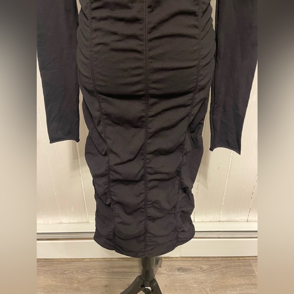 Opening Ceremony OC, V-neck Black Fitted, Rouche Dress, Size Lg, like new - Picture 8 of 10